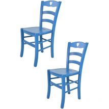 T M C S - Tommychairs 2 Sillas Cuore en madera de haya anilina azul