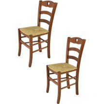 T M C S - Tommychairs 2 Sillas Cuore en haya nuez claro y asiento de paja