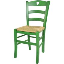 T M C S - Tommychairs Silla Cuore en haya anilina verde y asiento de paja