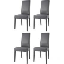 Tommychairs 4 sillas Glory en haya, asiento en polipiel gris oscuro