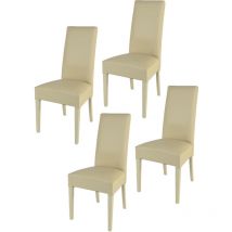 Tommychairs 4 sillas Glory en haya, asiento en polipiel arena