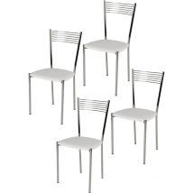 T M C S - Tommychairs 4 sillas Elegance acero cromado, asiento polipiel blanco