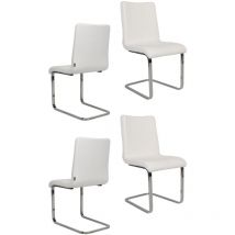 Tommychairs 4 sillas Greta patas acero asiento madera y polipiel blanco