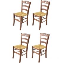 T M C S - Tommychairs 4 Sillas Valentina en haya color nogal, asiento de paja