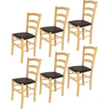T M C S - Tommychairs - Set 6 sedie modello Venice per cucina bar e sala da pranzo, robusta struttura in legno di faggio color naturale e seduta