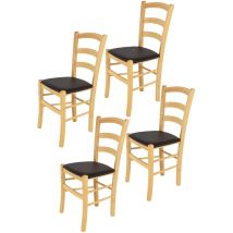 T M C S - Tommychairs - Set 4 sedie modello Venice per cucina bar e sala da pranzo, robusta struttura in legno di faggio color naturale e seduta