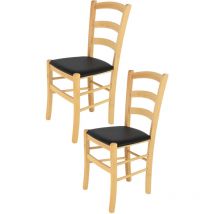 T M C S - Tommychairs 2 Sillas Venice en haya color natural, asiento polipiel negra