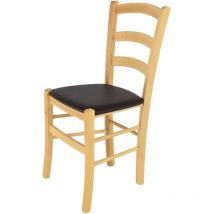 T M C S - Tommychairs Silla Venice en haya color natural, asiento polipiel moka