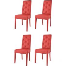 Tommychairs - Set 4 sedie modello Chantal per cucina e sala da pranzo, struttura in legno di faggio verniciata in rosso, seduta e schienale con