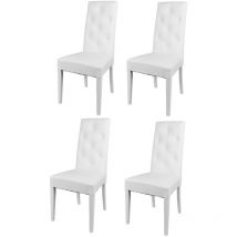 T M C S - Tommychairs - Set 4 sedie modello Chantal per cucina e sala da pranzo, struttura in legno di faggio verniciata bianco, seduta e schienale