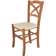 T M C S - Tommychairs - Chaise cross pour cuisine, bar et salle à manger, robuste structure en bois de hêtre peindré en couleur cerisier et assise