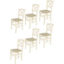 T M C S - Tommychairs - Set 6 chaises cross pour cuisine, bar et salle à manger, robuste structure en bois de hêtre peindré en couleur aniline
