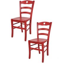 T M C S - Tommychairs - Set 2 chaises cuore pour cuisine, bar et salle à manger, robuste structure en bois de hêtre peindré en couleur aniline rouge