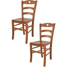 T M C S - Tommychairs - Set 2 chaises cuore pour cuisine, bar et salle à manger, robuste structure en bois de hêtre peindré en couleur cerisier et