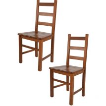 T M C S - Tommychairs - Set 2 chaises rustica pour cuisine, bar et salle à manger, robuste structure en bois de hêtre peindré en couleur noyer clair