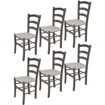T M C S - Tommychairs - Set 6 chaises venice pour cuisine, bar et salle à manger, robuste structure en bois de hêtre peindré en aniline grise foncée