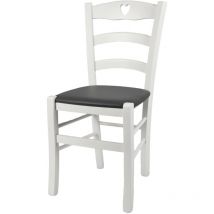 Tommychairs - Chaise cuore pour cuisine, bar et salle à manger, robuste structure en bois de hêtre laqué en couleur blanc et assise rembourrée et