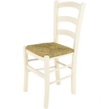 Tommychairs - Chaise venice pour cuisine, bar et salle à manger, robuste structure en bois de hêtre peindré en couleur anilnie blanche et assise en
