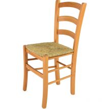Tommychairs - Chaise venice pour cuisine, bar et salle à manger, robuste structure en bois de hêtre peindré en couleur miel et assise en paille