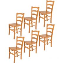 T M C S - Tommychairs - Set 6 chaises venice pour cuisine, bar et salle à manger, robuste structure en bois de hêtre peindré en couleur miel et