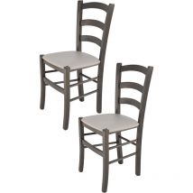 T M C S - Tommychairs - Set 2 chaises venice pour cuisine, bar et salle à manger, robuste structure en bois de hêtre peindré en aniline grise foncée