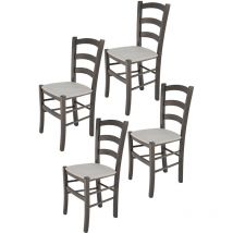 T M C S - Tommychairs - Set 4 chaises venice pour cuisine, bar et salle à manger, robuste structure en bois de hêtre peindré en aniline grise foncée