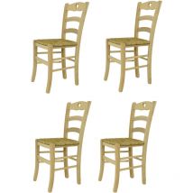 Tommychairs - Set 4 chaises cuore pour cuisine, bar et salle à manger, robuste structure en bois de hêtre poli, non traité, 100% naturel et assise en