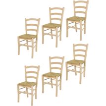 Tommychairs - Set 6 Chaises Venice Pour Cuisine, Bar Et Salle À Manger, Robuste Structure En Bois De Hêtre Poli, Non Traité, 100% Naturel Et Assise En