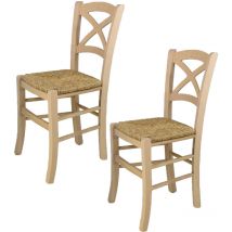 T M C S - Tommychairs - Set 2 sedie modello Cross per cucina bar e sala da pranzo, robusta struttura in legno di faggio levigato, non trattato, 100%