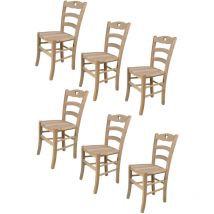 T M C S - Tommychairs - Set 6 sedie modello Cuore per cucina bar e sala da pranzo, robusta struttura in legno di faggio levigato, non trattato, 100%