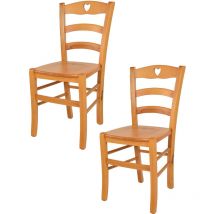 T M C S - Tommychairs - Set 2 sedie modello Cuore per cucina bar e sala da pranzo, robusta struttura in legno di faggio color miele e seduta in legno