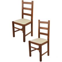 T M C S - Tommychairs - Set 2 Sedie modello Rustica per cucina bar e sala da pranzo, robusta struttura in Legno di faggio color noce chiaro e seduta