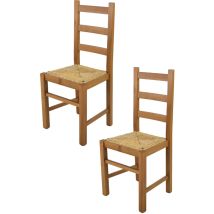 T M C S - Tommychairs - Set 2 sedie modello Rustica per cucina bar e sala da pranzo, robusta struttura in legno di faggio color rovere e seduta in