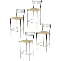 T M C S - Tommychairs - Set 4 sgabelli alti modello Elegance per cucina e bar, struttura in acciaio cromato e seduta imbottita e rivestita in pelle