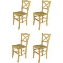 T M C S - Tommychairs - Set 4 chaises cross pour cuisine, bar et salle à manger, robuste structure en bois de hêtre peindré en couleur naturelle et