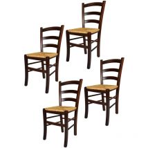 Tommychairs - Set 4 chaises VENEZIA pour cuisine, bar et salle à manger, robuste structure en bois de hÃatre peindrà en couleur noyer foncà et
