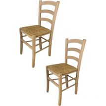 Tommychairs - Set 2 chaises VENEZIA pour cuisine, bar et salle à manger, robuste structure en bois de hÃatre poli, non traità , 100% naturel et