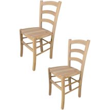T M C S - Tommychairs - Set 2 chaises venezia pour cuisine, bar et salle à manger, robuste structure en bois de hêtre poli, non traité, 100% naturel