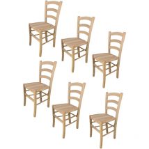 T M C S - Tommychairs - Set 6 chaises venezia pour cuisine, bar et salle à manger, robuste structure en bois de hêtre poli, non traité, 100% naturel