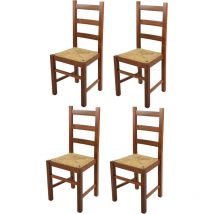T M C S - Tommychairs - Set 4 sedie modello Rustica per cucina bar e sala da pranzo, robusta struttura in legno di faggio color noce chiaro e seduta
