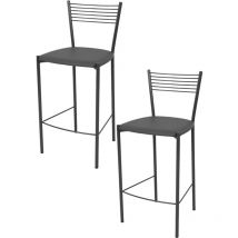 T M C S - Tommychairs - Set 2 sgabelli alti modello Elegance per cucina e bar, struttura in acciaio verniciata colore grigio scuro e seduta imbottita