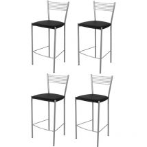 T M C S - Tommychairs - Set 4 sgabelli alti modello Elegance per cucina e bar, struttura in acciaio verniciata colore alluminio e seduta imbottita e