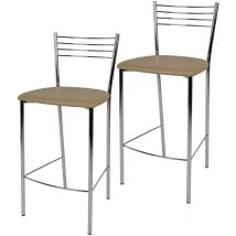 T M C S - Tommychairs - Set 2 sgabelli alti modello Elena per cucina e bar, struttura in acciaio cromato e seduta imbottita e rivestita in pelle