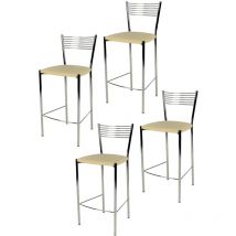 T M C S - Tommychairs - Set 4 tabourets elegance pour cuisine, bar et salle à manger, robuste structure en acier chromé et assise rembourrée et