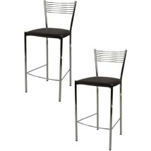 T M C S - Tommychairs - Set 2 tabourets elegance pour cuisine, bar et salle à manger, robuste structure en acier chromé et assise rembourrée et