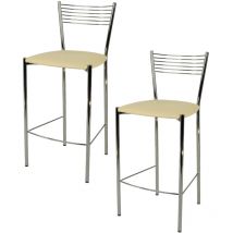 T M C S - Tommychairs - Set 2 tabourets elegance pour cuisine, bar et salle à manger, robuste structure en acier chromé et assise rembourrée et