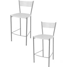 T M C S - Tommychairs - Set 2 tabourets elegance pour cuisine, bar et salle à manger, robuste structure en acier peindré en couleur aluminium et