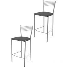 T M C S - Tommychairs - Set 2 tabourets elegance pour cuisine, bar et salle à manger, robuste structure en acier peindré en couleur aluminium et