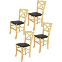 T M C S - Tommychairs - Set 4 chaises cross pour cuisine, bar et salle à manger, robuste structure en bois de hêtre peindré en couleur naturel et