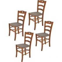T M C S - Tommychairs - Set 4 sedie modello Cuore per cucina bar e sala da pranzo, robusta struttura in Legno di faggio color noce chiaro e seduta